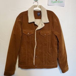 Denim sherpa corduroy Trucker Jacket Brown